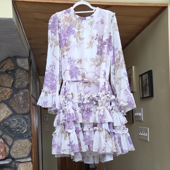 Needle & Thread Dresses & Skirts - NWOT Needle & Thread Floral Mini Dress - Purple and Cream
